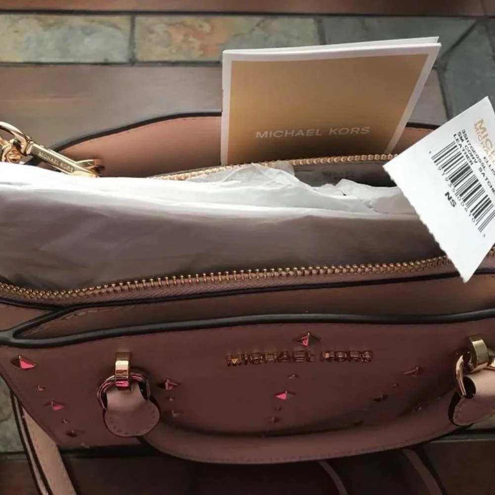 MK Michael Kors Rose Gold Small Satchel Purse Leather & Wallet with Dust Bag - Picture 3 of 5